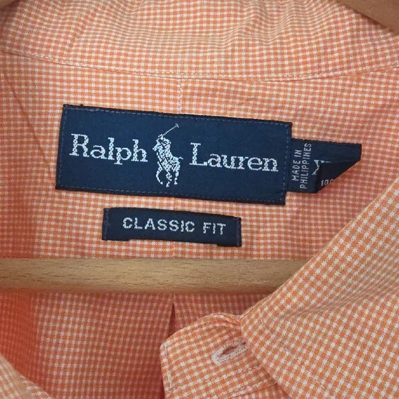 Ralph Lauren Men's Casual Orange Button Down Shirt - Picture 2 of 4